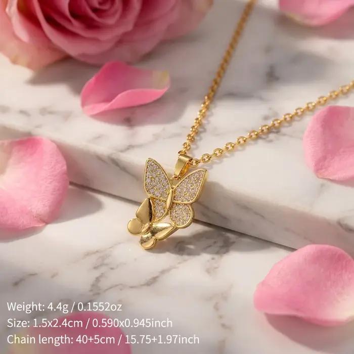 Collier pendentif double papillon pour femme, chaîne de clavicule élégante et luxueuse, accessoire romantique et polyvalent