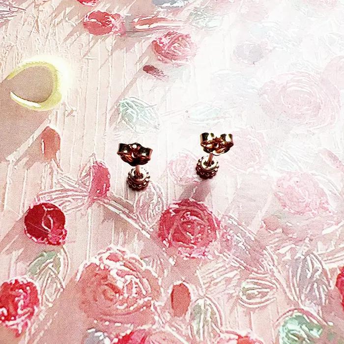 Boucles d'oreilles plaquées or rose en argent sterling 925 avec fleur ronde pour femmes styles bohèmes et occasions spéciales engagement
