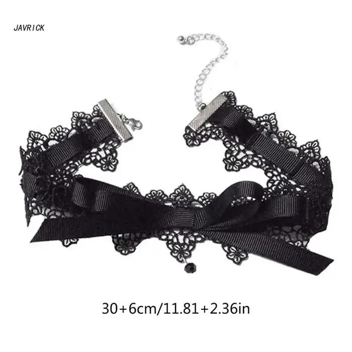 Collier ras du cou en dentelle noire style gothique vintage torques pour femmes parties concerts Halloween Noël fantaisie punk élégant