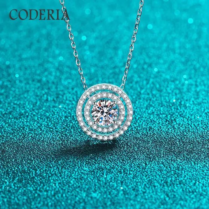 Collier pendentif double cercle en diamant de laboratoire taille brillante