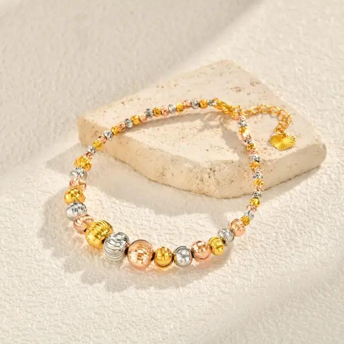 Bracelet de perles de luxe à texture tricolore pour femmes