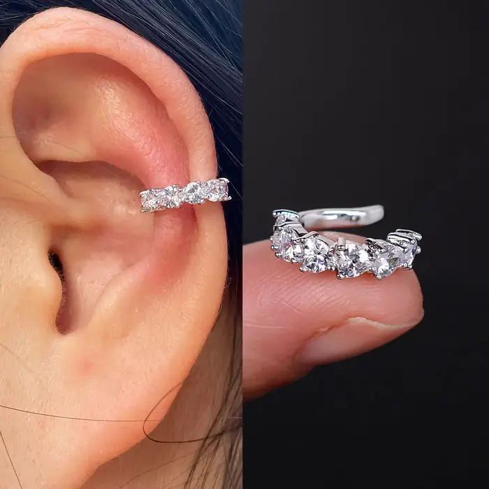 Boucles d'oreilles à Clip en forme de feuille de cristal CZ pour femmes, 1 pièce, sans Piercing, Punk, Vintage, étoile, manchette d'oreille, bijoux réglables
