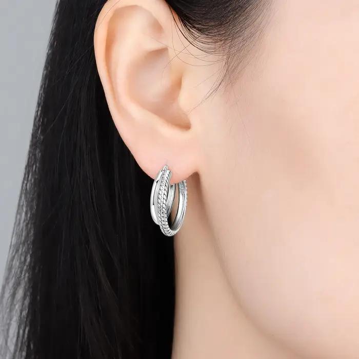 Boucles d'oreilles minimalistes en argent Sterling S925 serties de zirconium blanc pour femmes, cadeau d'anniversaire élégant et tendance