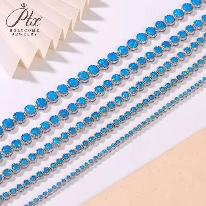 Bracelet opale en argent Sterling 925, 2/3/4/5mm, couleur blanc/bleu, chaîne classique Simple pour femmes, bijoux avancés, breloques élégantes