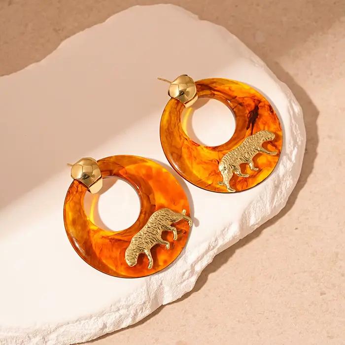 Bague Maillard Vintage incrustée de léopard et de tigre, boucles d'oreilles pendantes, accessoires d