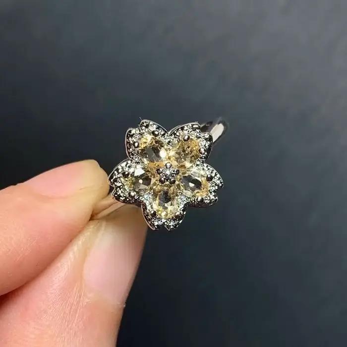 MM naturel Citrine anneau réglable femme bague bijoux pour femmes cadeau en gros de haute qualité Vi