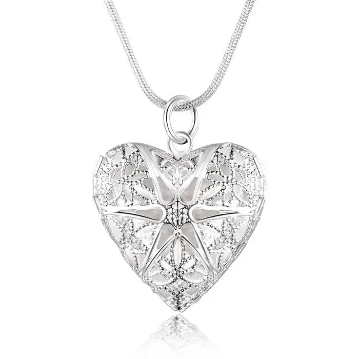 Collier en argent sterling 925 avec pendentif cœur pour femmes, bijou classique pour soirées et occasions spéciales