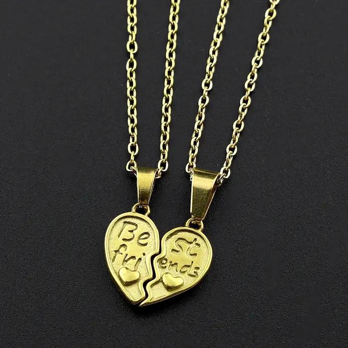 Ensemble de colliers assortis en acier inoxydable forme de cœur brisé pour meilleures amies bijoux d'amitié pour filles cadeaux pour meilleures amies occasions spéciales