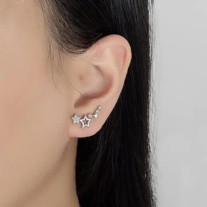Boucles d'oreilles étoile en argent Sterling 925 et zircon pour femmes