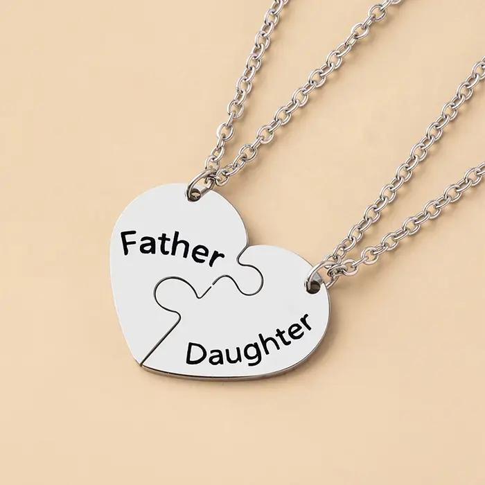 Collier père fille mère fils en acier inoxydable