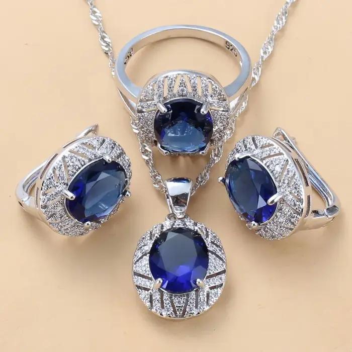 Parure de bijoux saphir pour femme
