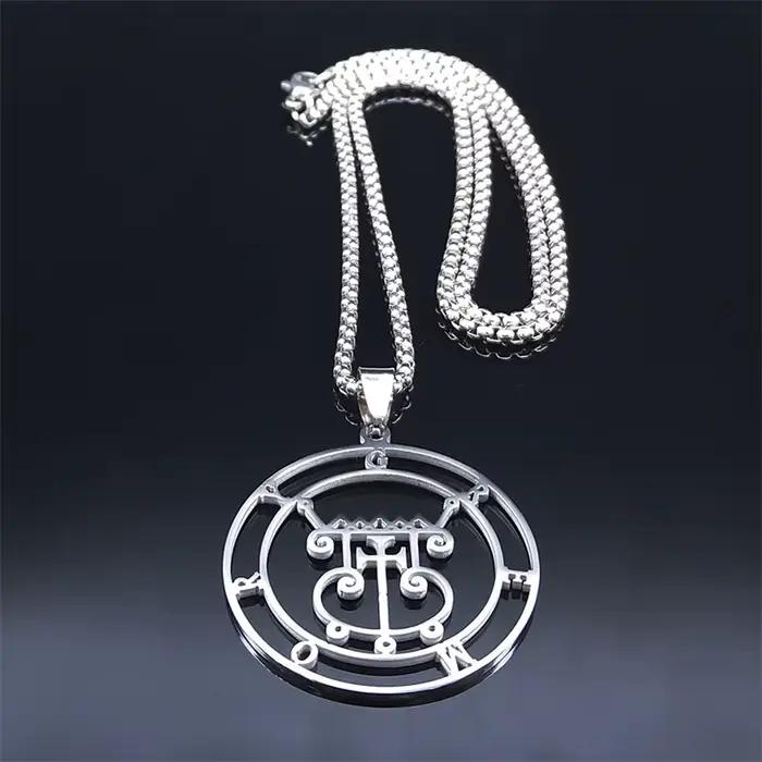 Satan Sigil GREMORY-Collier Rond en Acier Inoxydable pour Femme, Bijoux en Argent, N3329S03