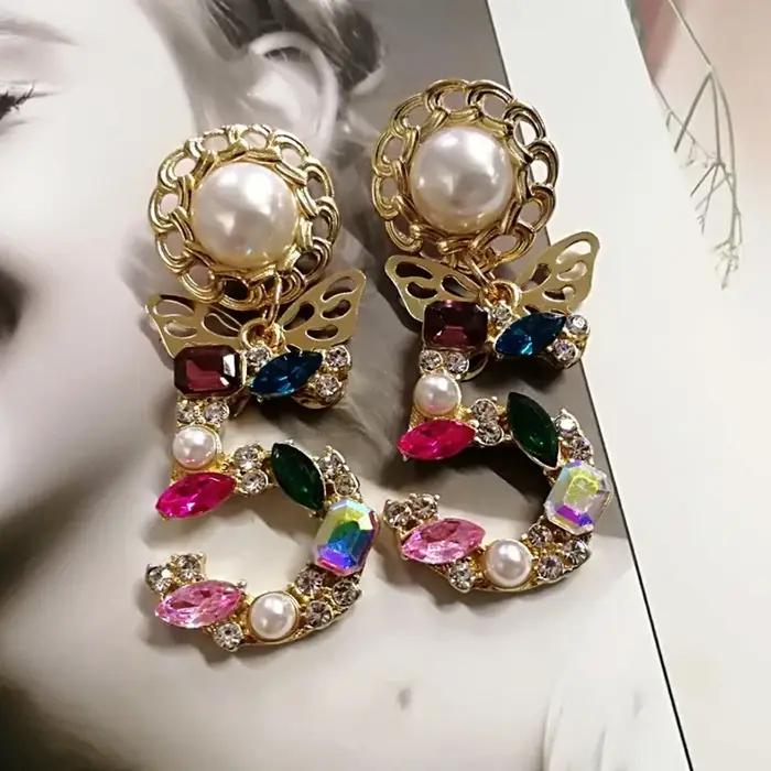 Boucles d'Oreilles Grandes Déclarations en Cristal Élégantes pour Femmes Occasions Spéciales Voyage Anniversaire Mariage