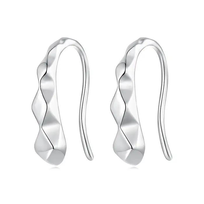 BAMOER 925 en argent Sterling géométrique crochet boucle d'oreille audacieuse en forme de diamant Or