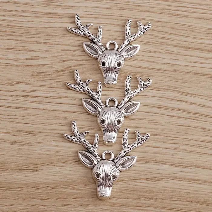 Tusember 8 pièces 31*36mm alliage tête de renne breloques pour bricolage boucles d'oreilles colliers noël cerf pendentifs bijoux à bricoler soi-même faisant des résultats