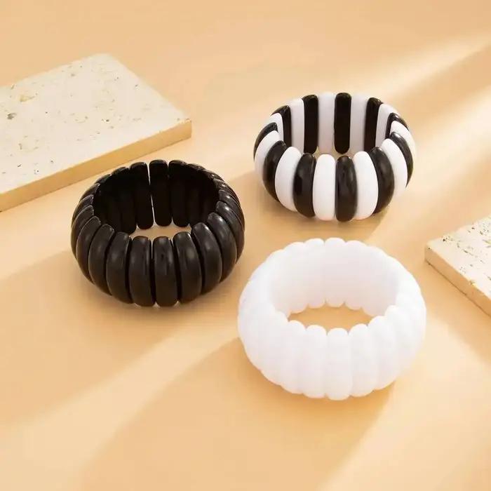 Bracelet élastique bohème en résine acrylique avec fonction tracker d'humeur pour femmes occassions spéciales
