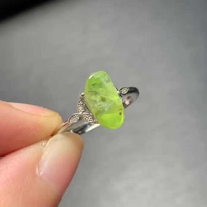 Bague péridot naturelle réglable, bijoux féminins, cadeau pour femmes, vente en gros, haute qualité,
