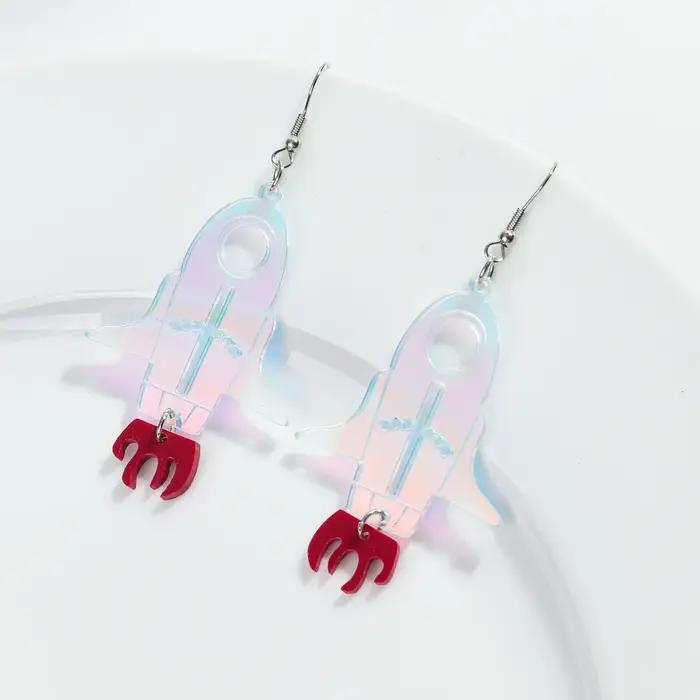 Boucles d'oreilles en acrylique étoile et pluie irisées pour femmes, design géométrique laser-cut, bijoux de déclaration pour soirée, mariage, banquets et vie quotidienne