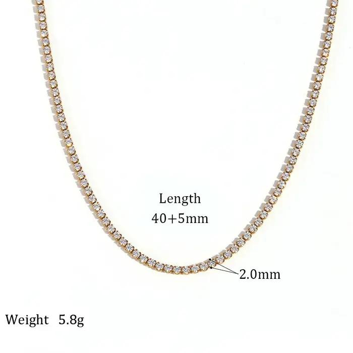 Collier Tennis pour Femme Plaqué Or 14K/Argent