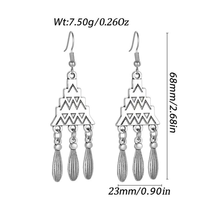 Boucles d'oreilles ethniques à géométrie Triangle pour femmes