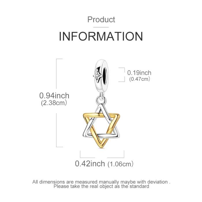 Pendentif Étoile de David en Argent Sterling 925 Perle Pendentif Magen David Bijoux DIY Femme Occasions Spéciales
