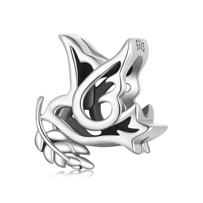 BAMOER Anti-guerre série 925 en argent Sterling colombe de la paix et amour coeur breloque à perles Bracelet Original