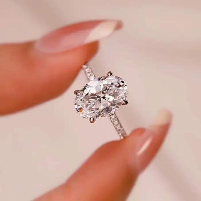Bague de fiançailles en argent sterling 925 avec zirconium blanc pour femmes engagement romantique mariage occasions spéciales