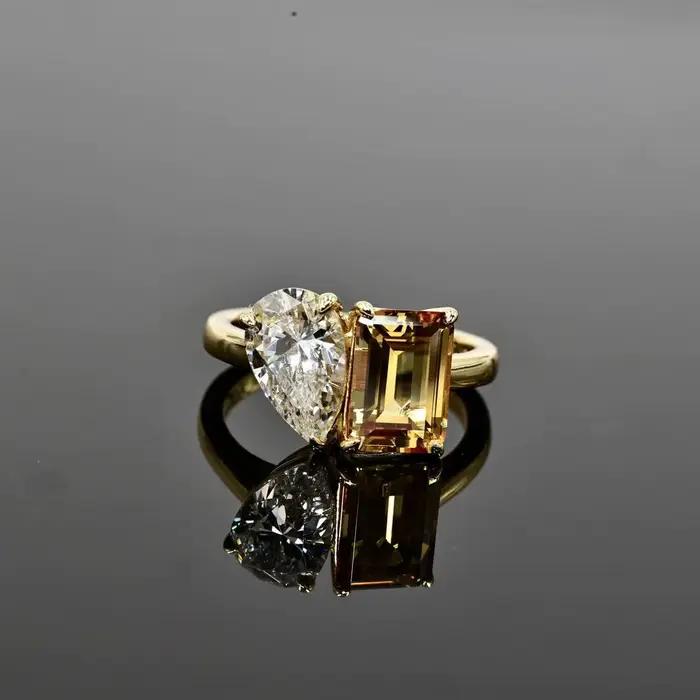 WUIHA 925 argent Sterling aigue-marine émeraude Citrine améthyste diamants à haute teneur en carbone pierres précieuses bague de fiançailles de mariage bijoux fins