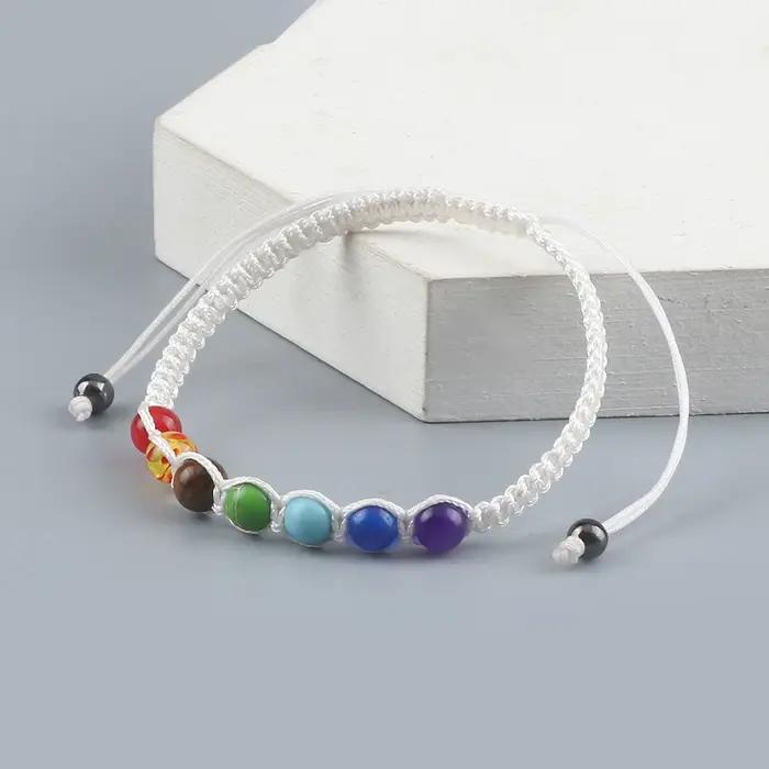 Bracelet tressé à breloques 6MM 7 Chakra pour Couples