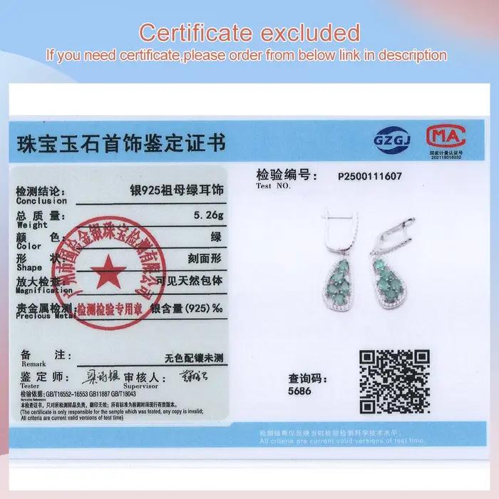Boucles d'oreilles en argent sterling 925 avec émeraude naturelle et zircon pour femmes, style romantique, idéal pour les soirées et les occasions spéciales