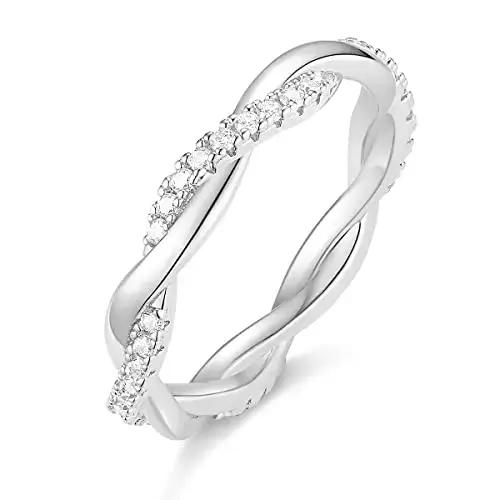 Alliance de fiançailles en cuivre plaquée argent sertie de zirconium pour femmes, occasions spéciales, engagement romantique