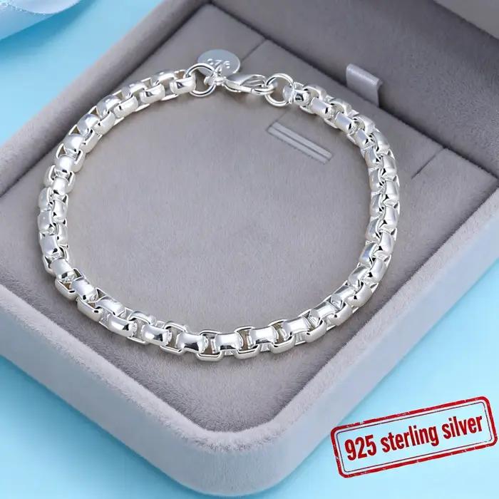 Bracelets en argent Sterling 925 pour femmes, chaîne géométrique de 4MM, cadeaux de noël, bijoux à l