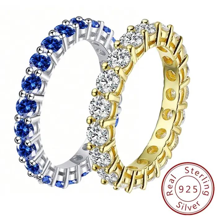 Bague ronde de luxe en argent Sterling 925 pour femmes