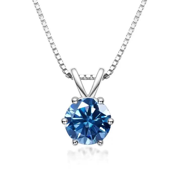 Pendentif Moissanite en Argent Sterling 925 pour Femme, Bijoux de Mariage et Cadeaux Occasions Spéciales