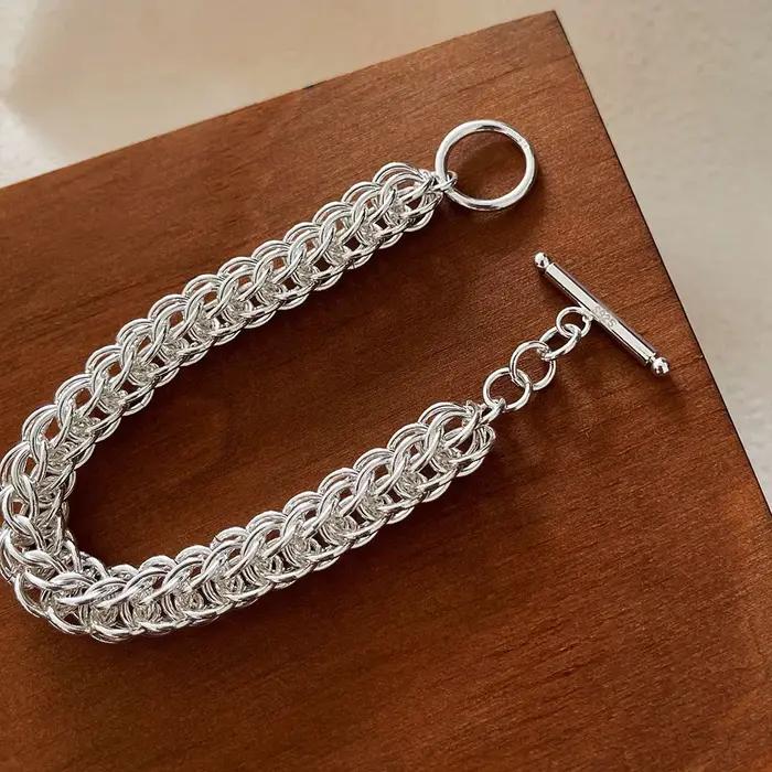 Bracelet en argent Sterling 100% massif pour femmes et hommes