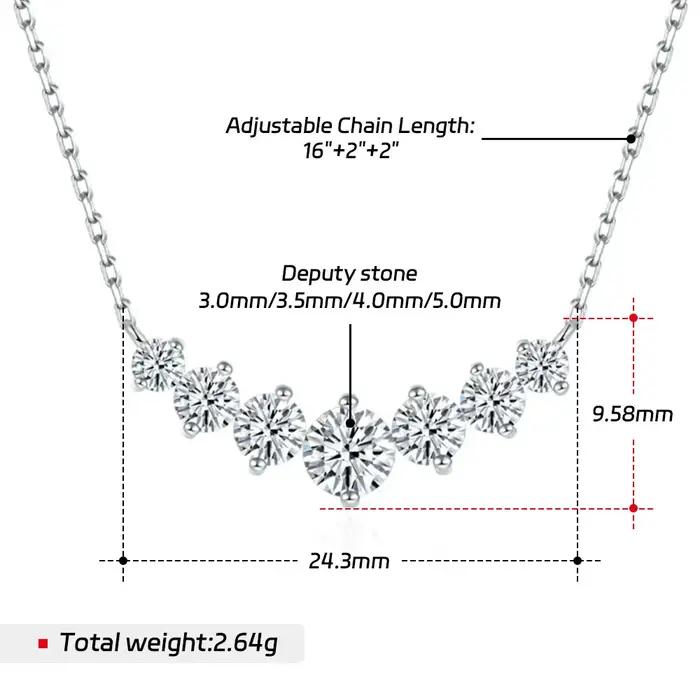 M-JAJA – collier avec pendentif souriant en argent Sterling 925 pour femmes, 7 pierres en diamant en