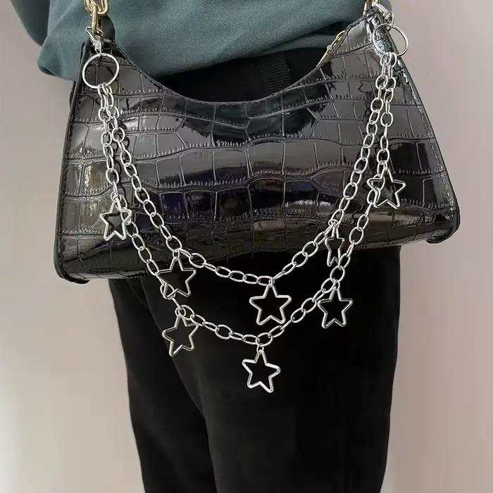 JOHip Hop Hipster Punk Metal Crescent pour hommes et femmes, sac géométrique, cool, cent paires de pantalons, accessoires Rock and Roll