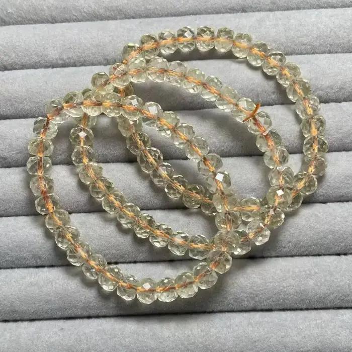 3 bracelets NEUFS de qualité A (2-10) AKAC, environ 6x7-8mm, perles de quartz citrine citron naturel