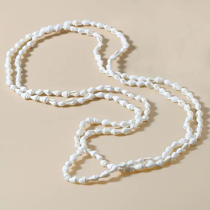 Collier en coquillage à longue chaîne pour femmes