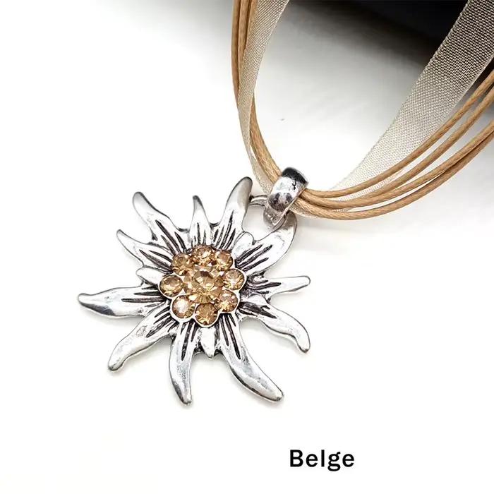 Collier avec pendentif en forme de fleur Edelweiss pour femme, bijou Vintage autrichien, vente en gros