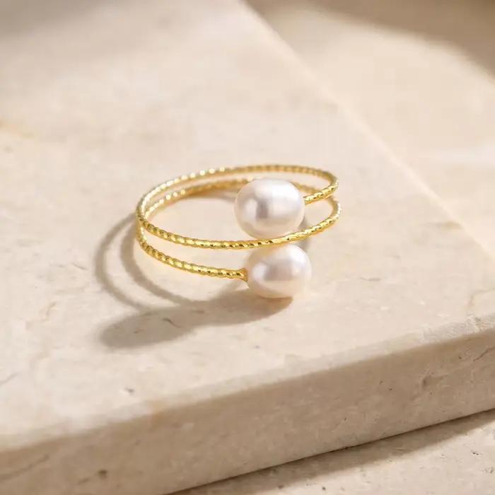 Bague en perle d'eau douce naturelle pour femmes