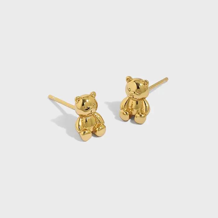 Boucles d'oreilles en forme de mini ours en argent tibétain pour femmes, style classique, idéal pour les occasions spéciales, anniversaires, fiançailles et mariage
