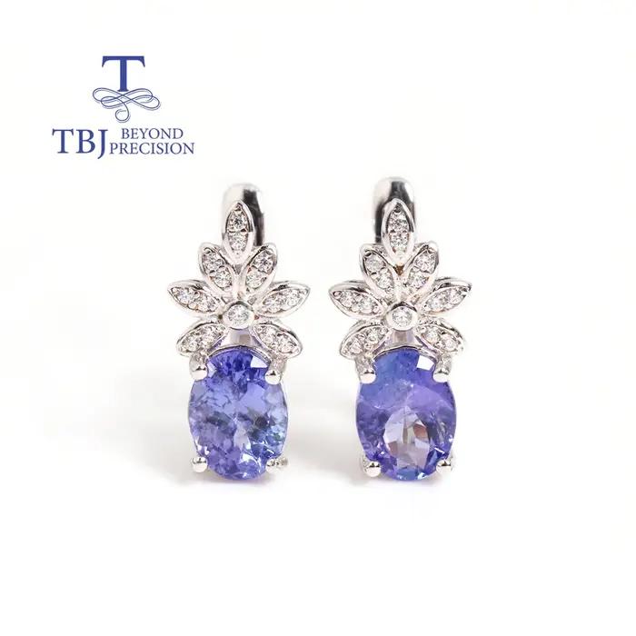 Boucles d'oreilles en argent regardé 925 avec tanzanite naturelle rare pour femme, bijoux fins, cade
