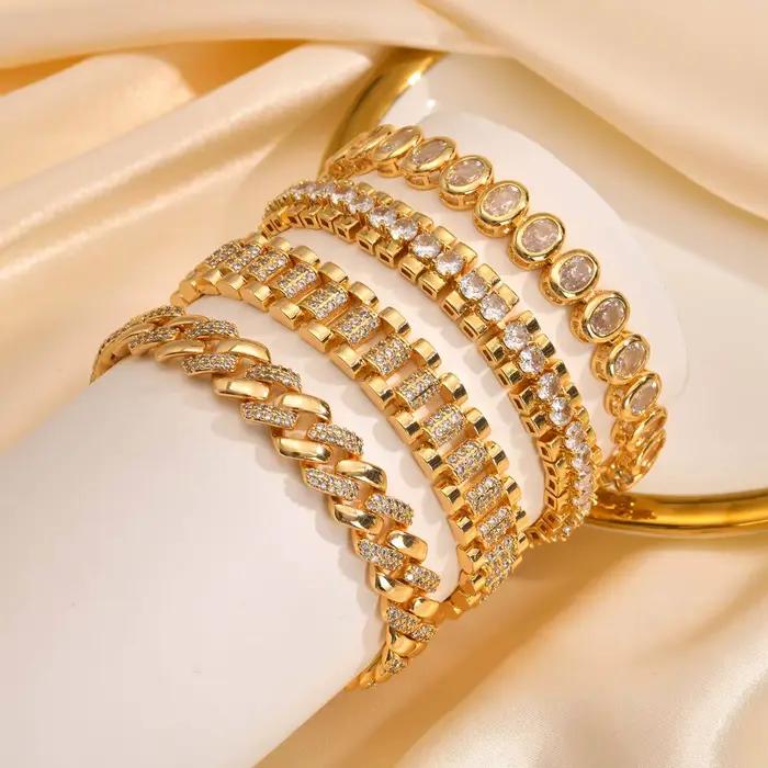 Bracelet de tennis, bracelet en chaîne de strass en zircone cubique CZ