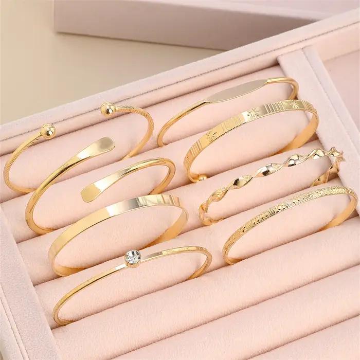 Ensembles de bracelets torsion cristal géométrique style punk pour femmes occasions spéciales