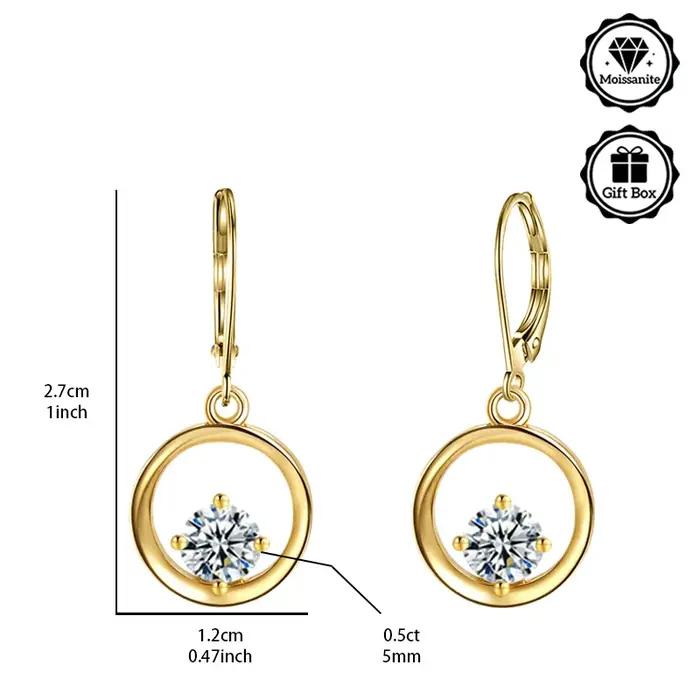LAMVOICE bijoux pour femmes/boucles d'oreilles avec moissanite 1 carat hypoallergénique crochet boucle d'oreille cadeau