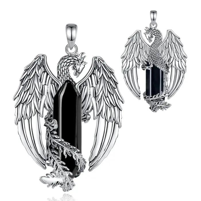 Eudora Phoenix-Collier Prismatique en Obsidienne Hexagonale, Pendentif en Clip, Pierre de Guérison P