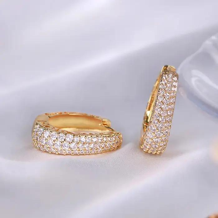 Huitan – boucles d'oreilles créoles creuses couleur or pour femmes