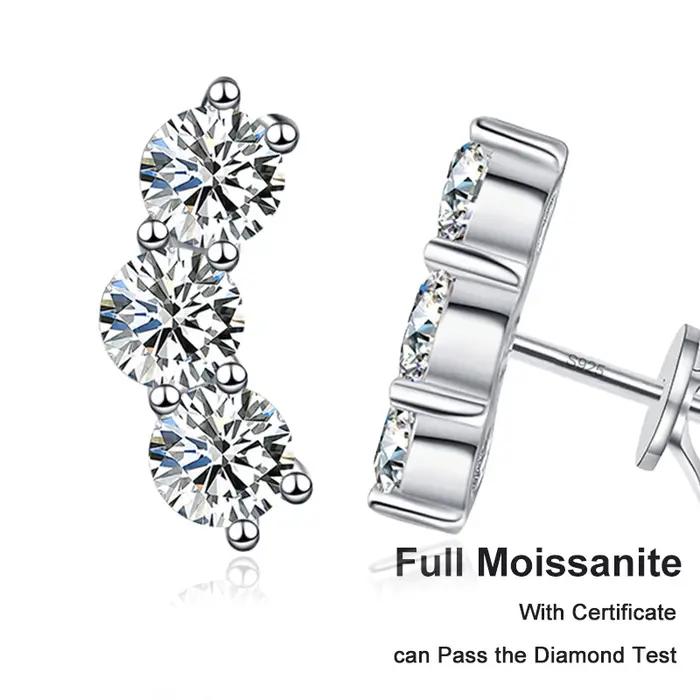 Tezzc 1.2ct boucles d'oreilles Moissanite complètes pour femmes classique à la mode fête usage quoti