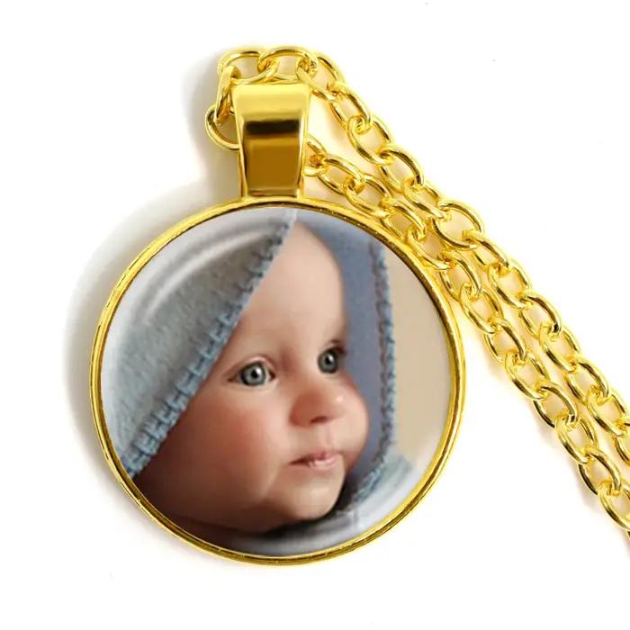 Collier personnalisé en verre avec pendentif en alliage de zinc pour maman, papa, bébé, enfants, occasions spéciales et anniversaires